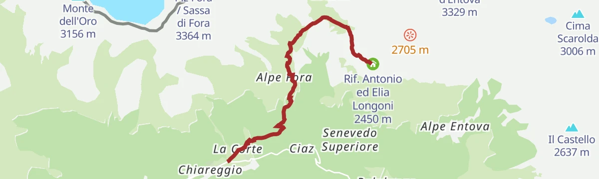 Route map: Rifugio Longoni